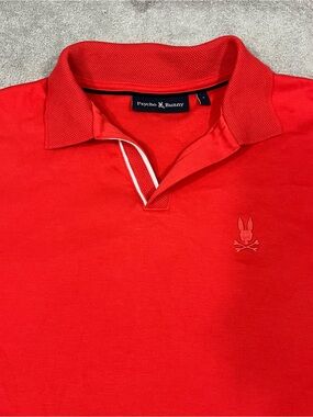 Psycho Bunny Mens Polo Shirt V-neck Pima Cotton Bunny Size 5 Medium